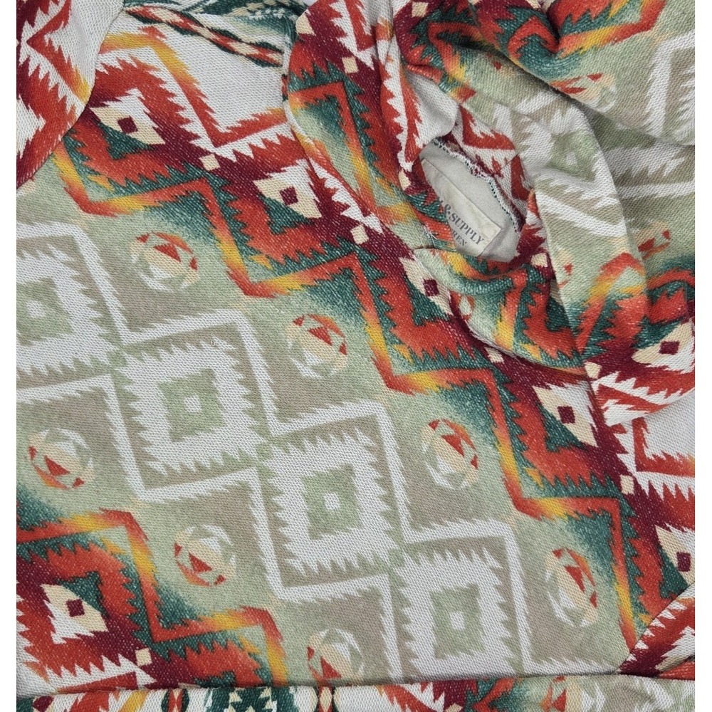 Ralph Lauren Denim Supply Aztec Beacon Print Hoodie Mens XXL Red Orange Green